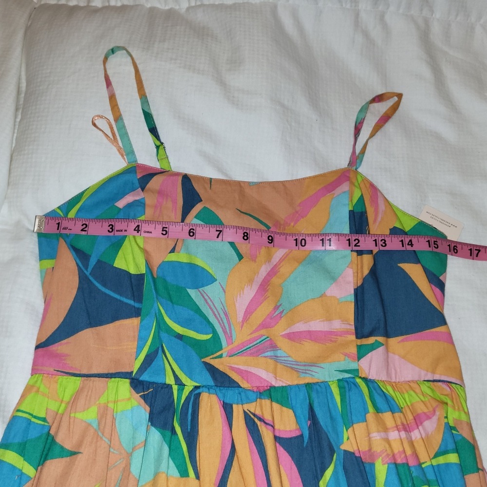 Sincerely Jules Tropical Floral Tiered Maxi Dress Cotton Smocked Back Medium NEW - Picture 8 of 9